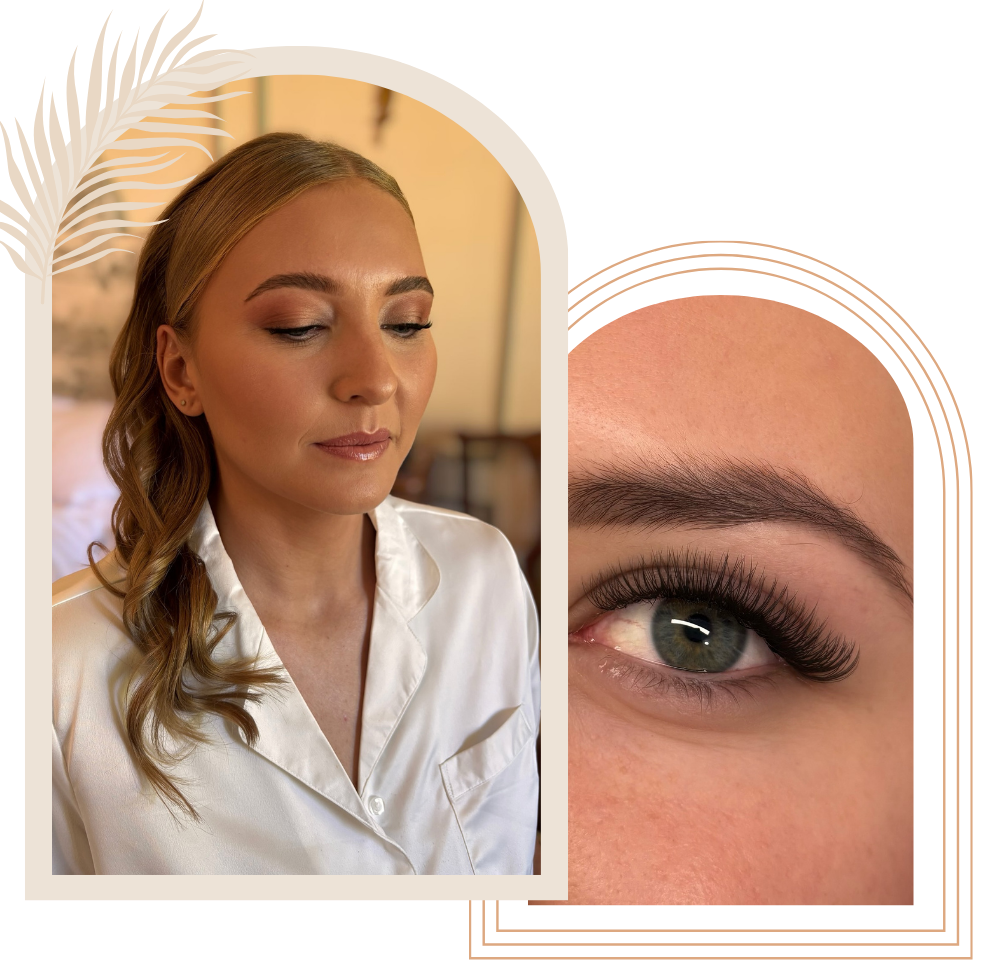 Decorative images of make up client and eyelash extensions